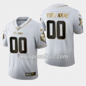 Camiseta Hombre NFL Minnesota Vikings Personalizar Nike Blanco Golden Edition 100th
